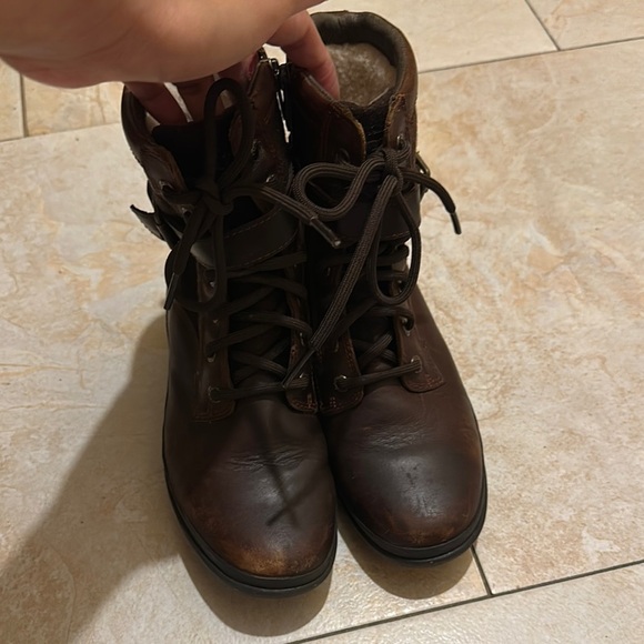 UGG Dark Brown Leather Boots - Picture 1 of 8